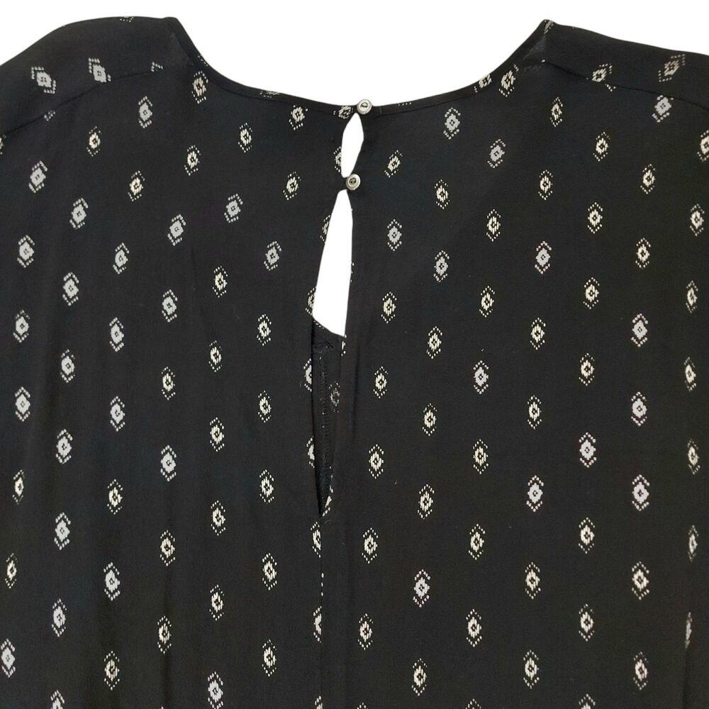 Madewell Romper Womens Small Black Diamond Print V-Neck Cap Sleeve Bohemian - Picture 7 of 13